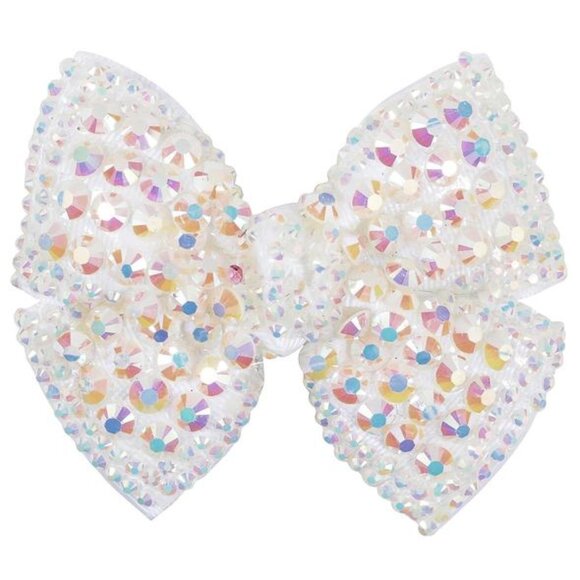 NEW Ivory Sparkly Couture Clips Structured Hair Bow Pinch Clip - Picture 1 of 1